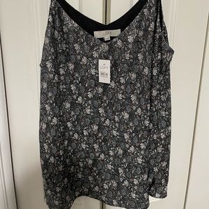 Loft metallic floral sleeveless top size medium